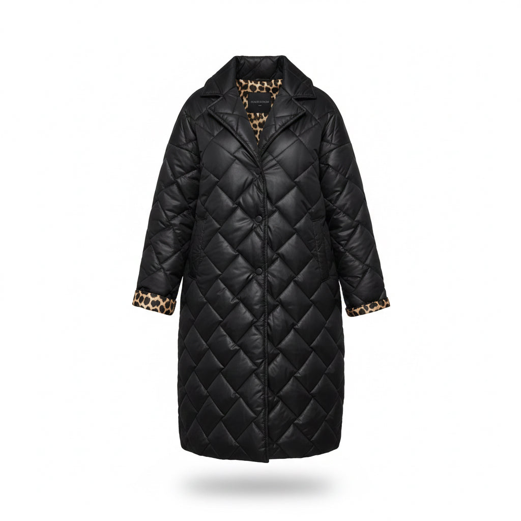 Eleni Perseus - Αντιστρέψιμο καπιτονέ μπουφάν με λεοπάρ φόδρα.