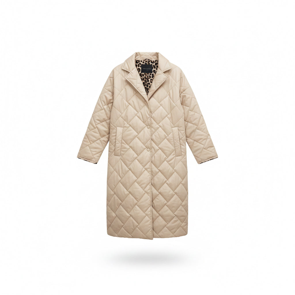 Eleni Perseus - Αντιστρέψιμο καπιτονέ μπουφάν με λεοπάρ φόδρα.